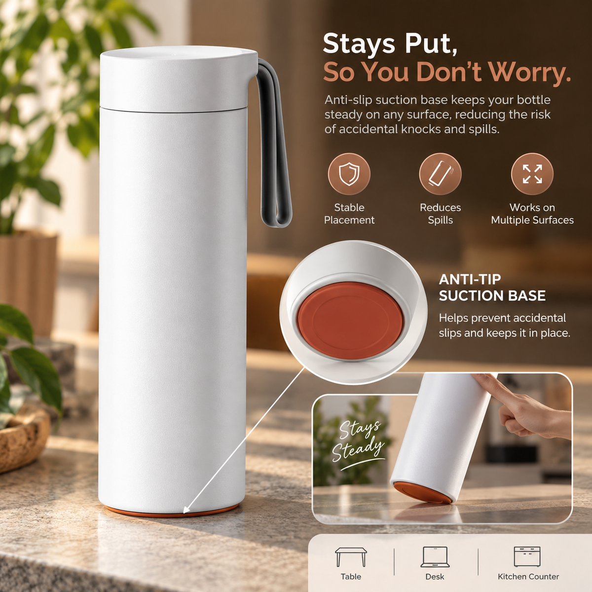 Thermal Suction Vacuum Bottle – Anti-Slip No-Fall Insulated Bottle