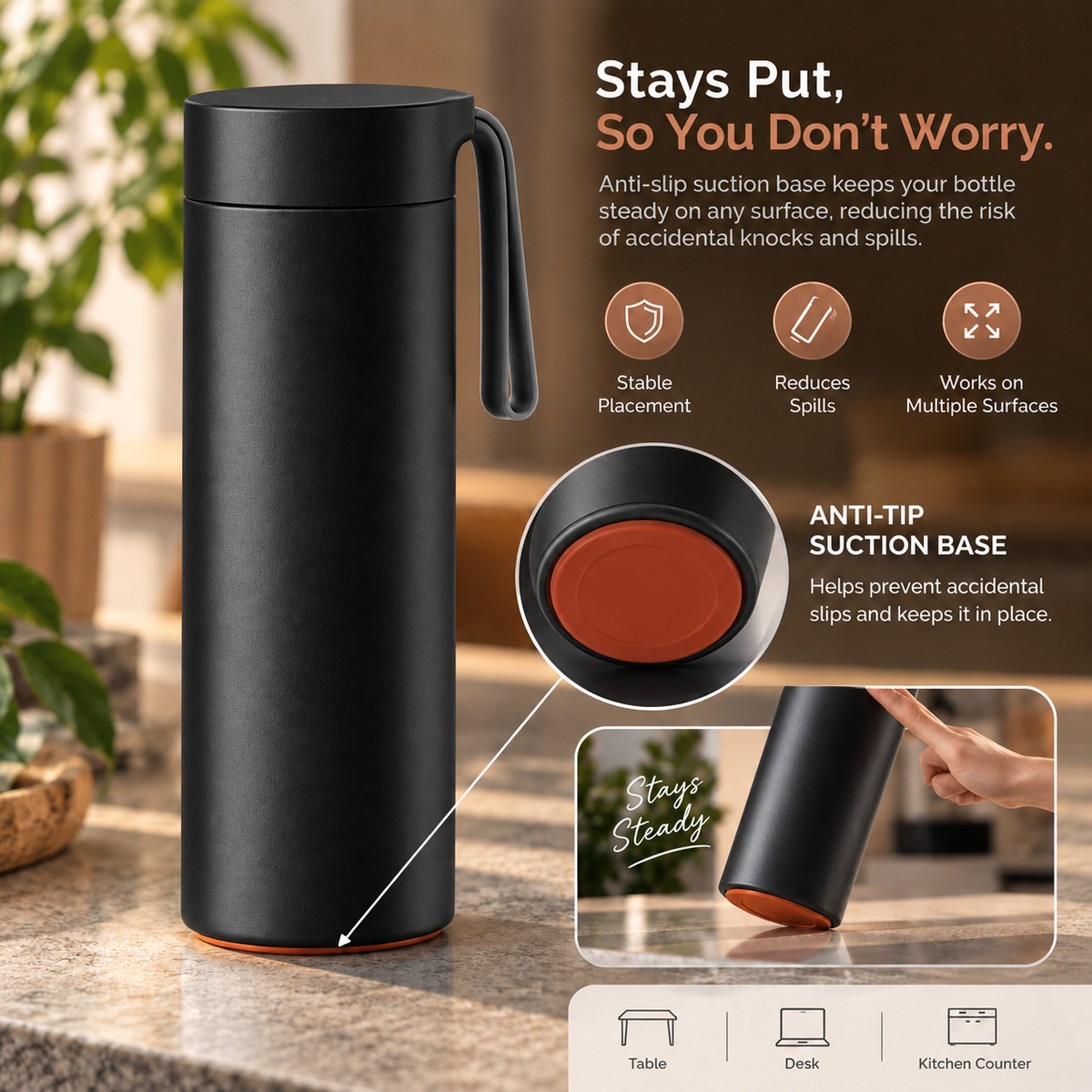 Thermal Suction Vacuum Bottle – Anti-Slip No-Fall Insulated Bottle