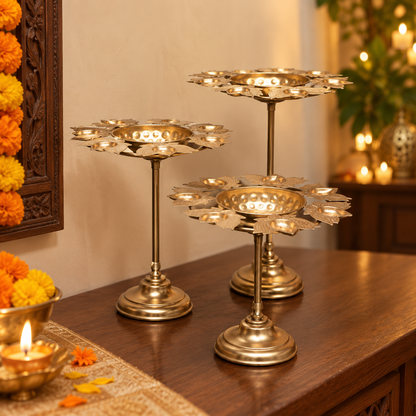 Rose Gold Decorative Lotus Diya Set For Decor