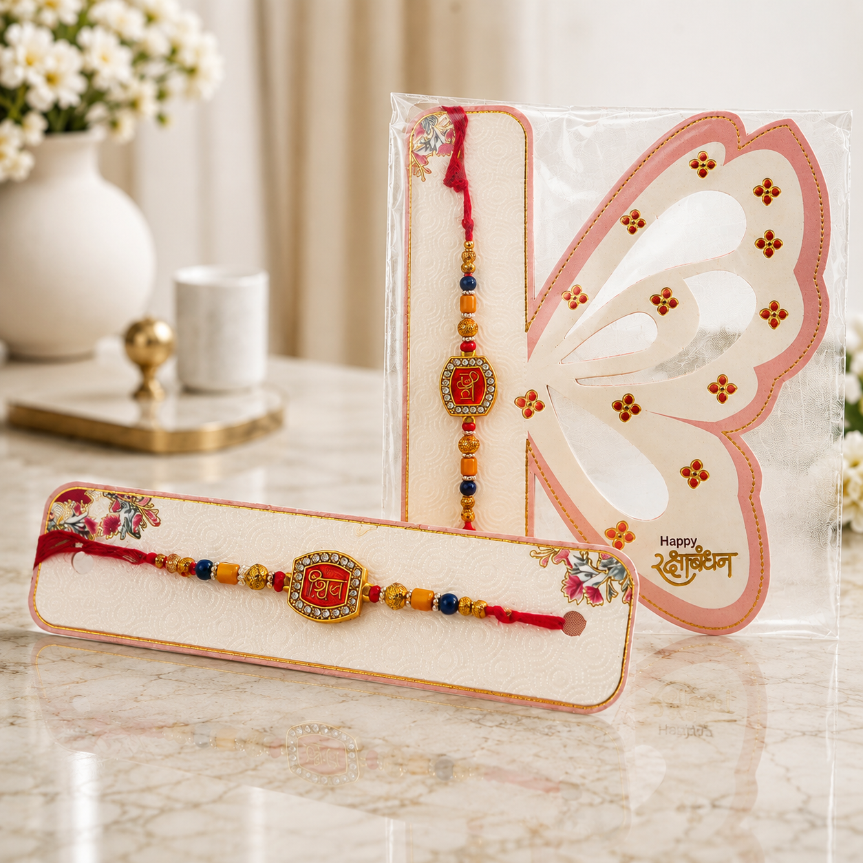 Royal Premium Designer Rakhi Red & Gold