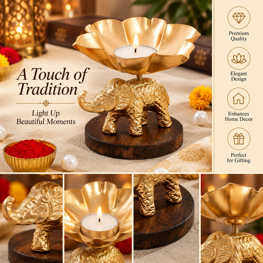 Royal Golden Elephant Diya