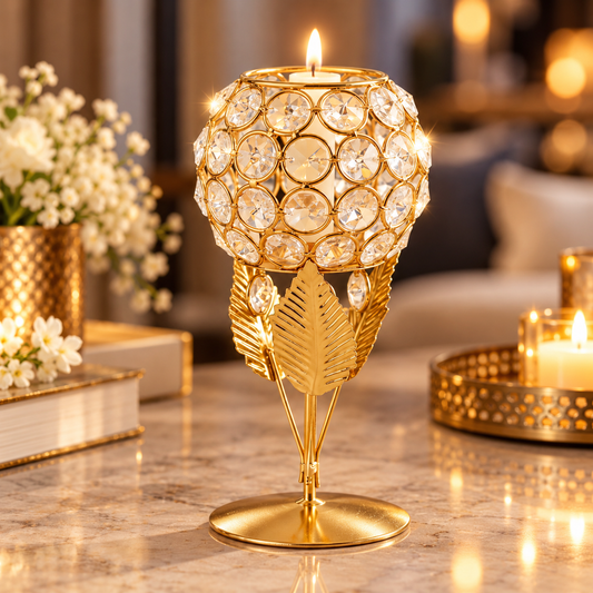 Luxury Gold Crystal Candle Holder