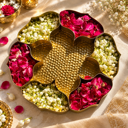 Lotus Floral Multi-Compartment Flower & Puja Box