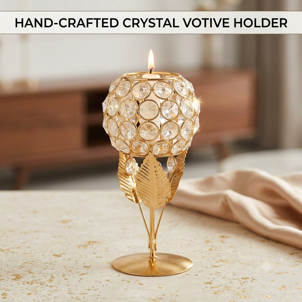 Luxury Gold Crystal Candle Holder