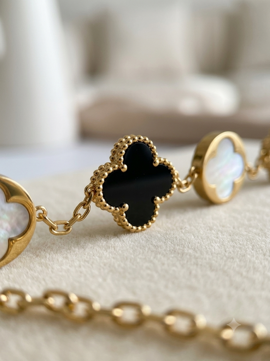 Gold Clover Charm Bracelet for Women