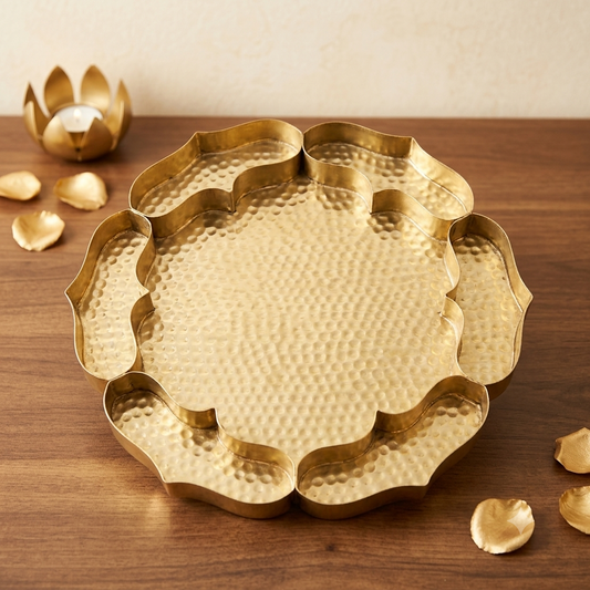 Lotus Border Pooja Thali Tray