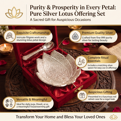 Lotus Bowl & Spoon Set with Velvet Gift Box
