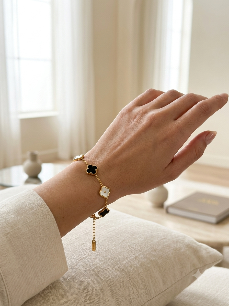 Gold Clover Charm Bracelet for Women
