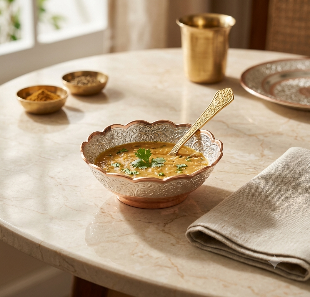Gold Plated Decorative Bowls with Spoons Tray Set