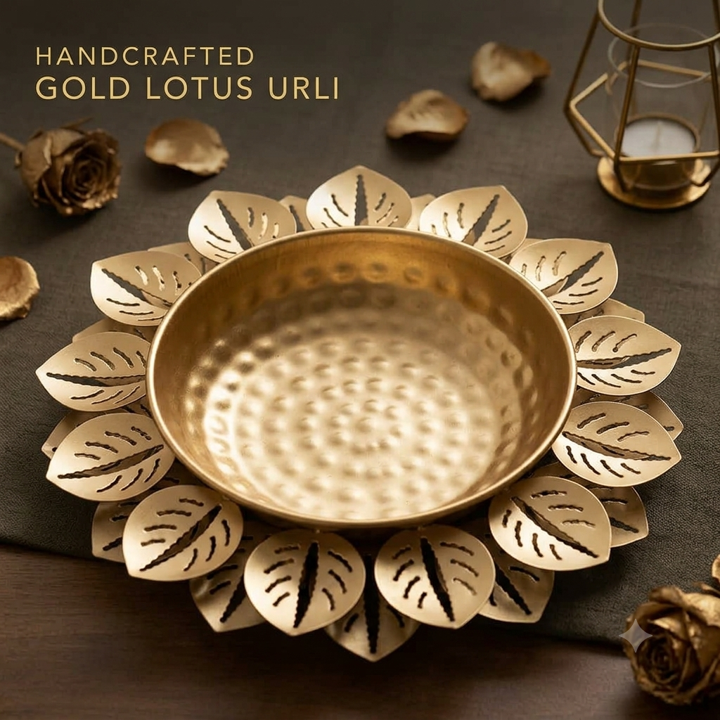 Metal Lotus Leaf Urli Bowl