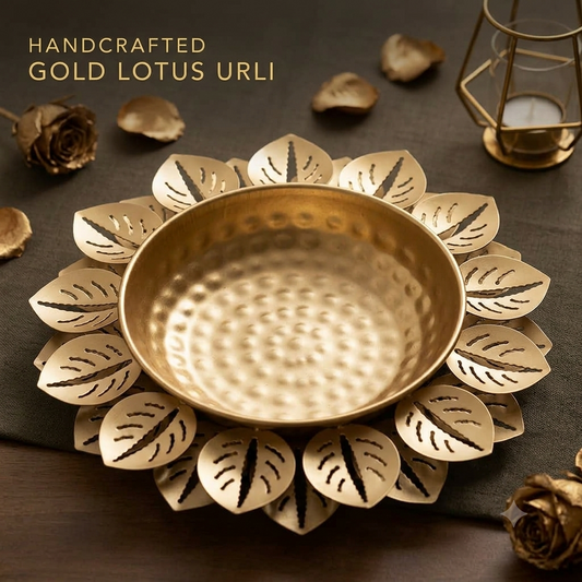 Metal Lotus Leaf Urli Bowl