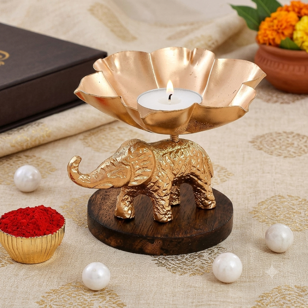 Royal Golden Elephant Diya