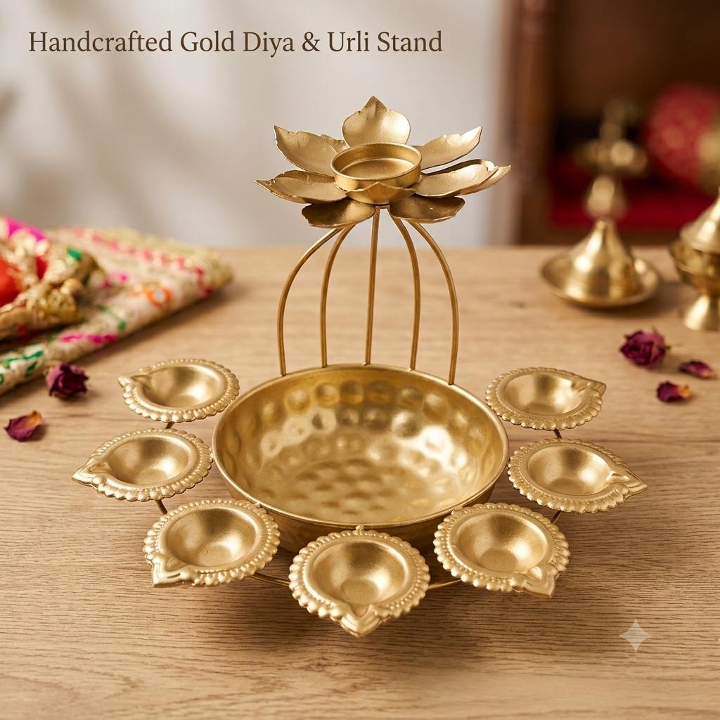 Traditional Brass Finish Multi-Diya for Festive Decor