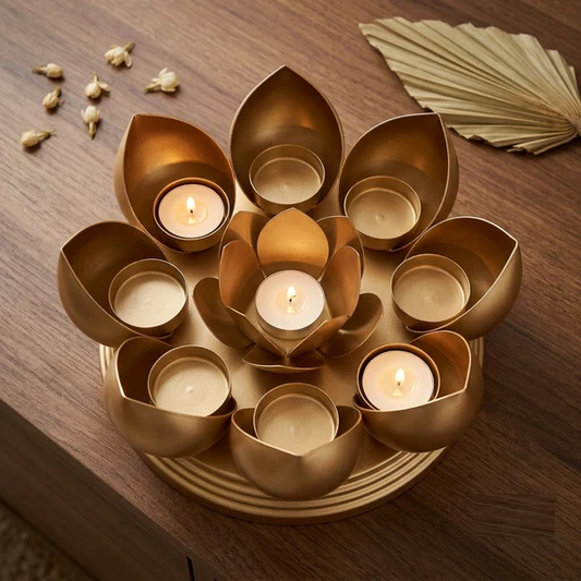 Multi-Petal Lotus Tealight Diya Stand