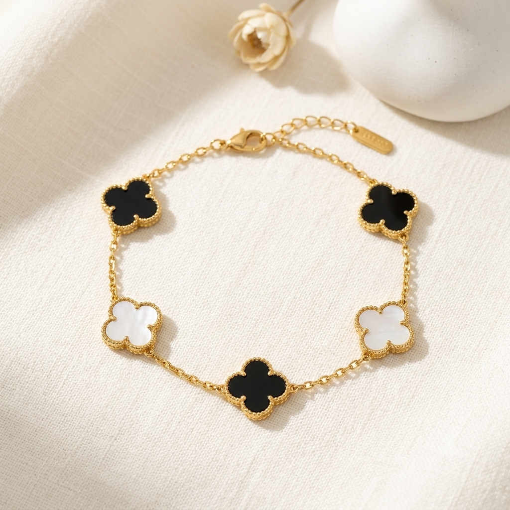 Gold Clover Charm Bracelet for Women