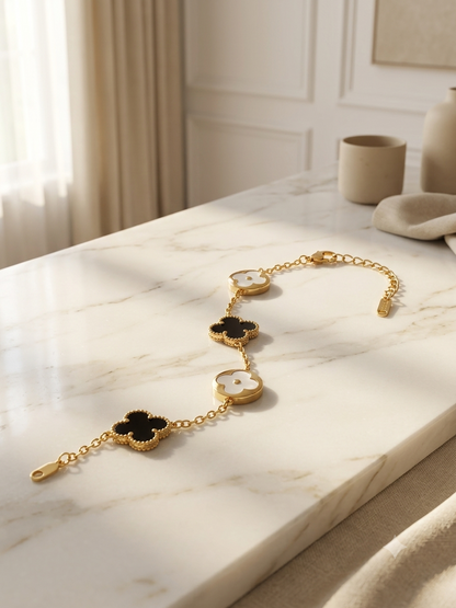 Gold Clover Charm Bracelet for Women