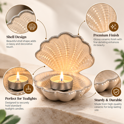 Elegant Pearl Ceramic Shell Tealight Candle Holder