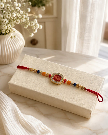 Royal Premium Designer Rakhi Red & Gold