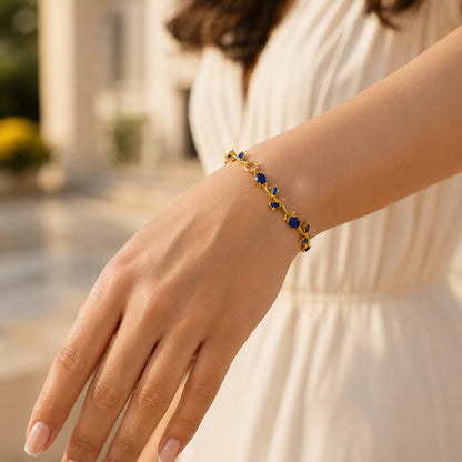 Gold Sapphire Vine Bracelet for Women
