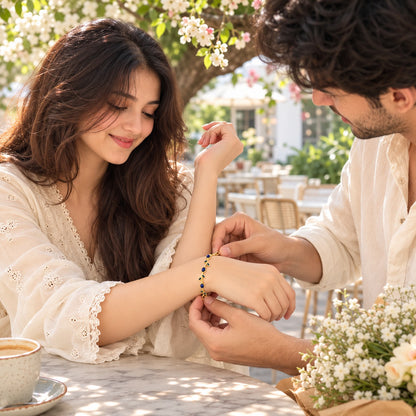 Gold Sapphire Vine Bracelet for Women