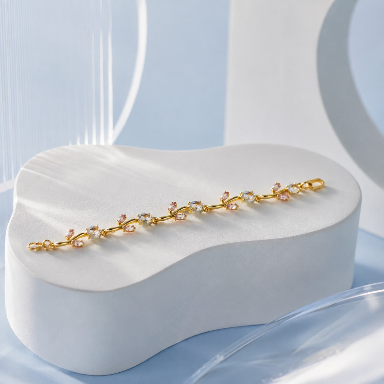 Gold Pastel Crystal Vine Bracelet for Women