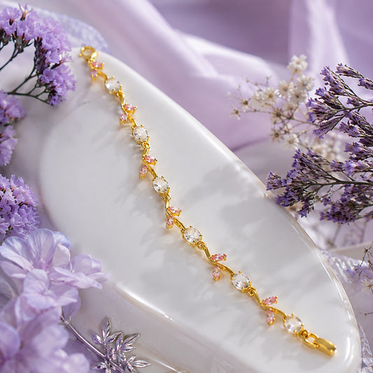 Gold Pastel Crystal Vine Bracelet for Women