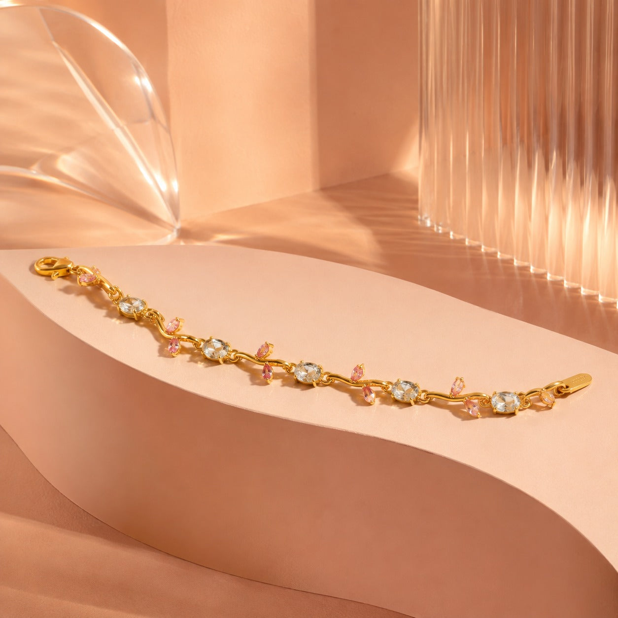 Gold Pastel Crystal Vine Bracelet for Women