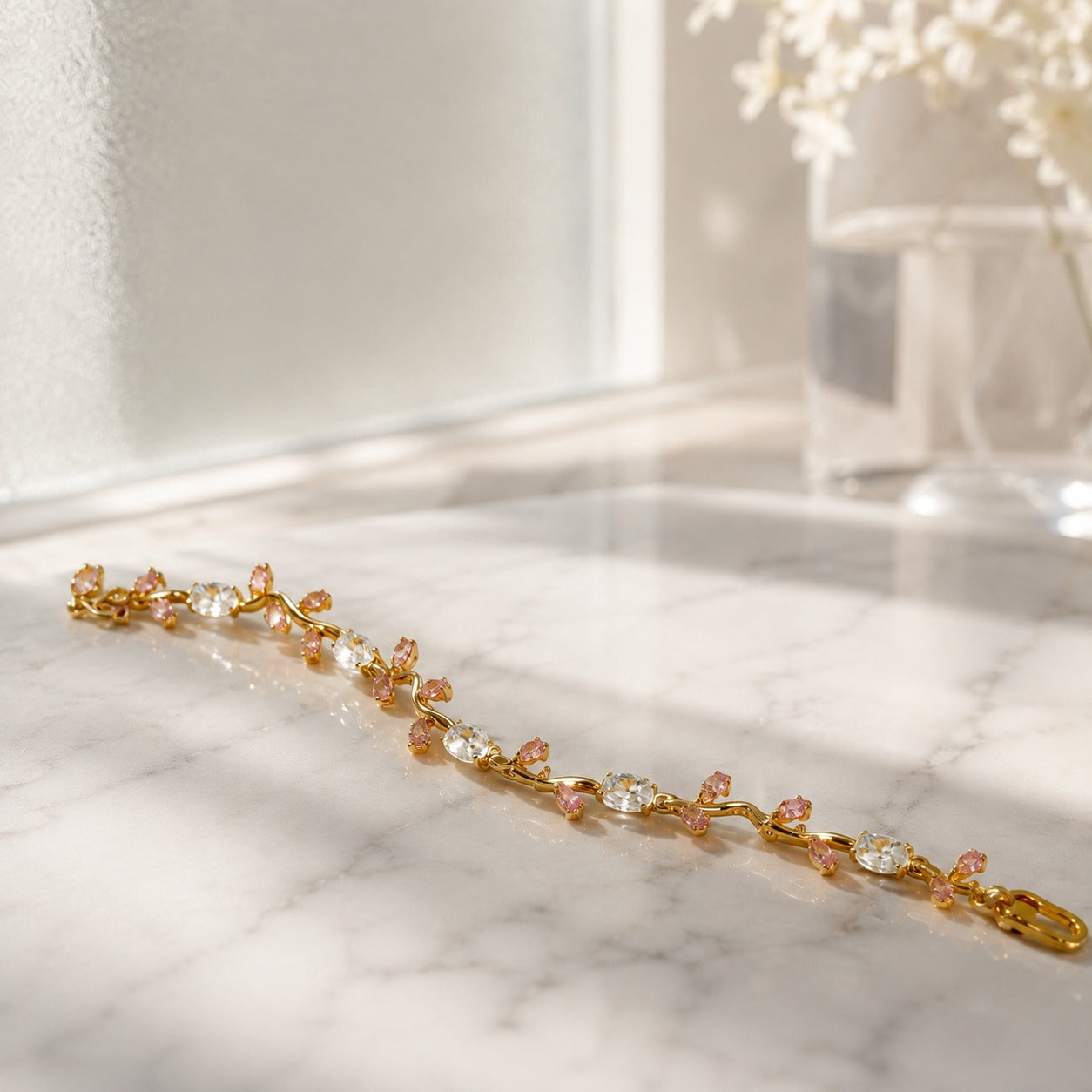 Gold Pastel Crystal Vine Bracelet for Women