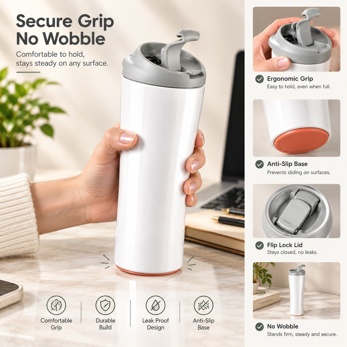 Secure Grip Anti-Slip Tumbler Bottles