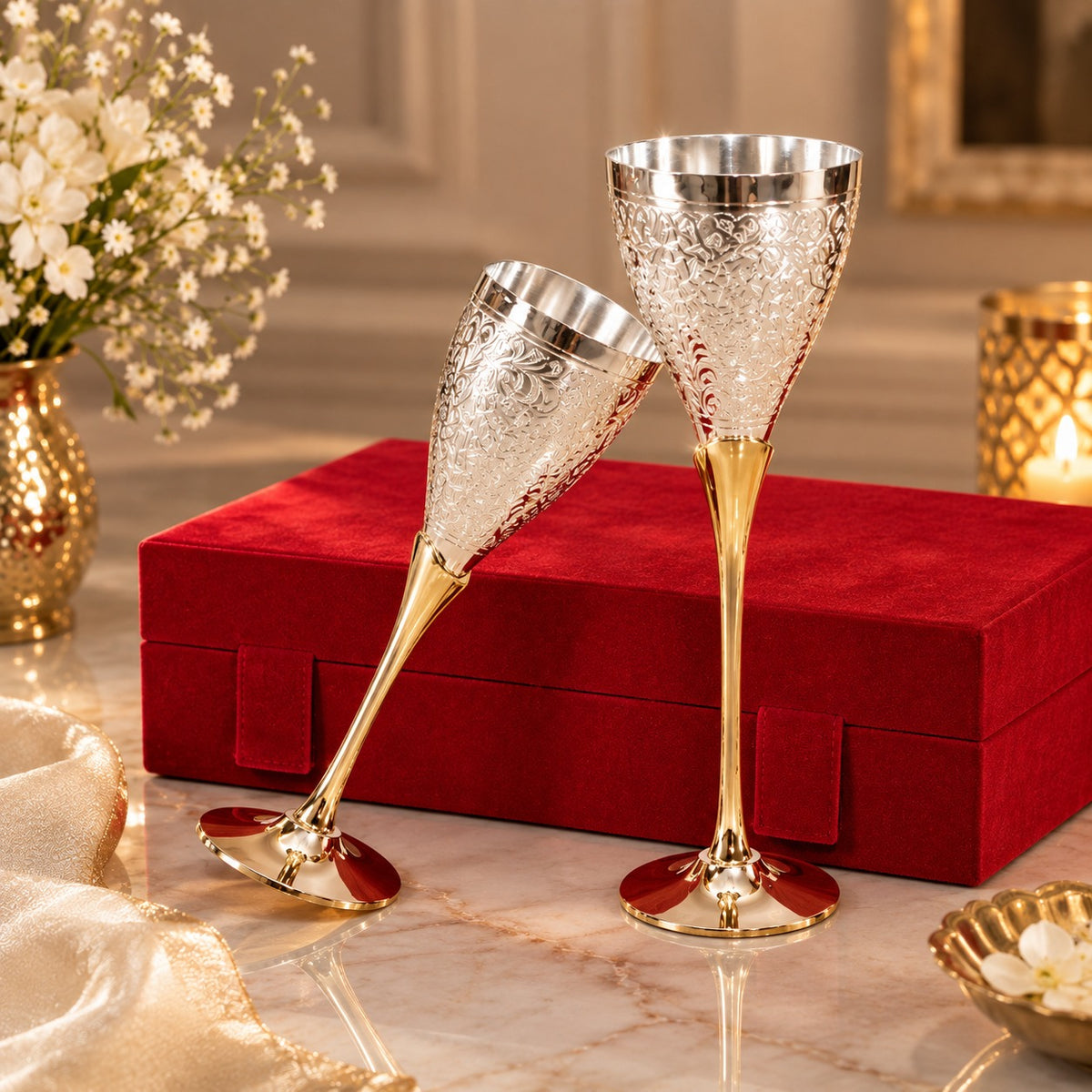 Pure Brass Decorative Wine Glass Set
