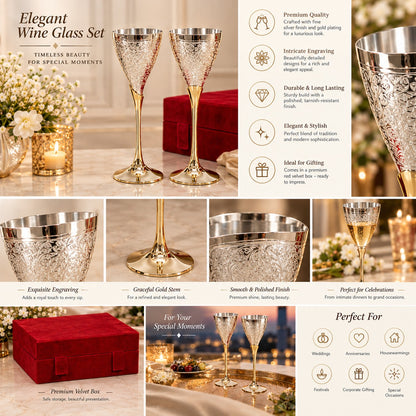 Pure Brass Decorative Wine Glass Set