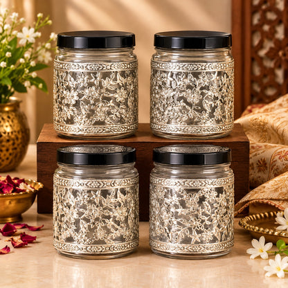 Germen Silver Glass Jar Set 350ml Each