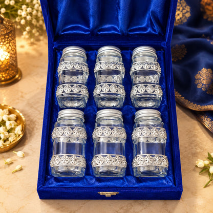 Germen Silver Glass Jar Set Gift Box 100ml Each