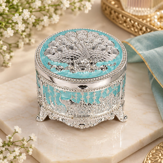 Peacock Jewellery Storage Box With Lid