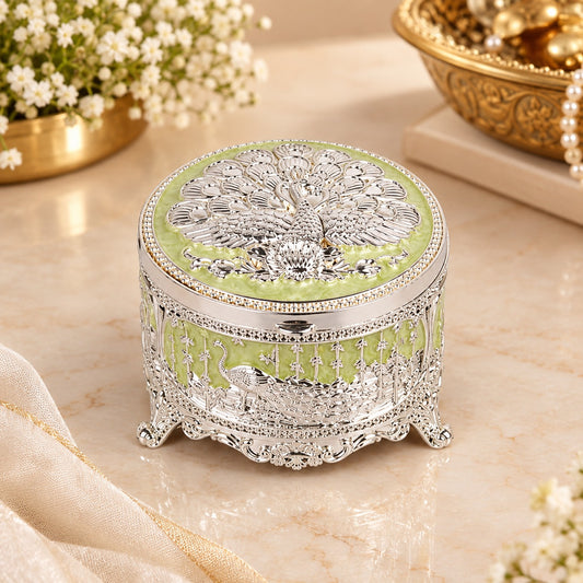 Peacock Jewellery Storage Box With Lid