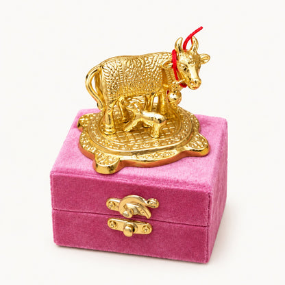 Kamdhenu Cow Idol Gold Finish Decorative Gift