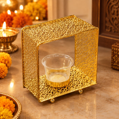 Gold Finish Decorative Candle Holder Lantern