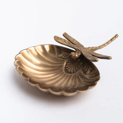Elegant Antique Gold Dragonfly Shell Soap Holder – Decorative Metal Soap Dish for Bathroom, Vanity & Home Décor