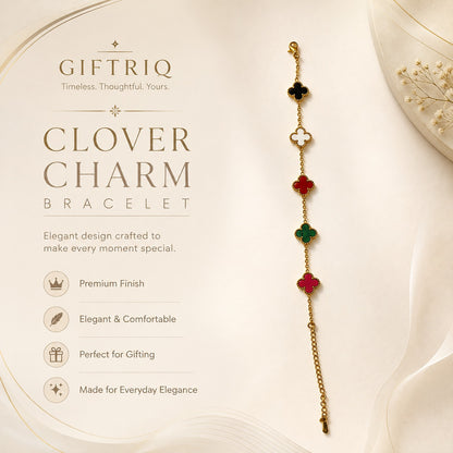 Gold Clover Charm Bracelet for Women