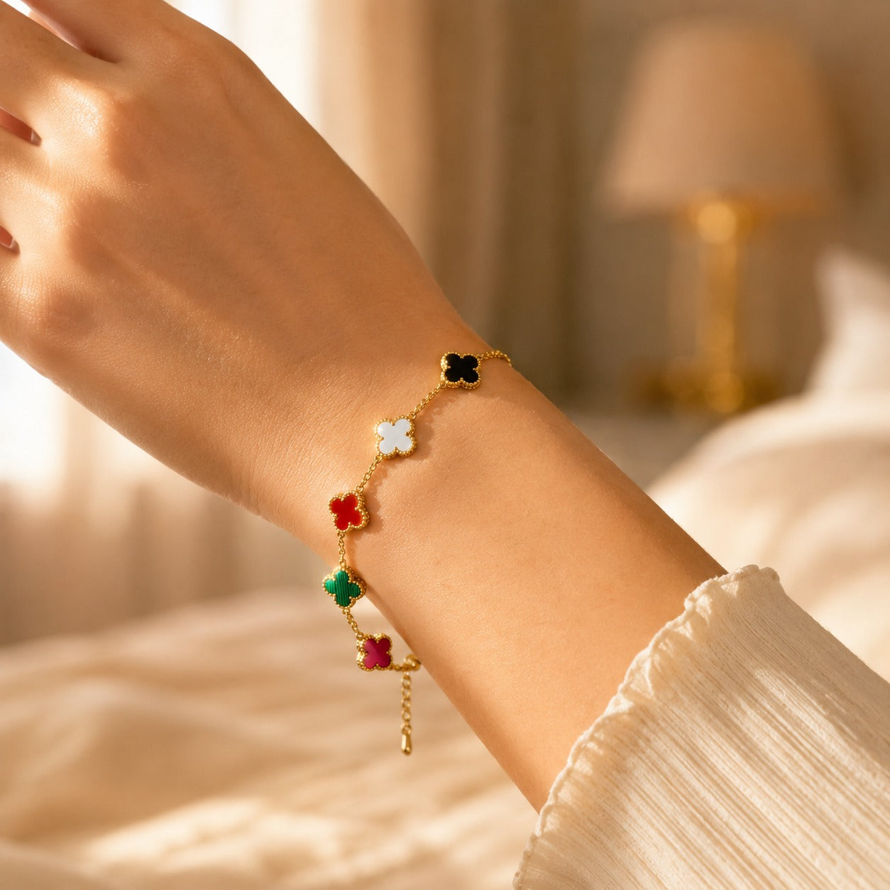 Gold Clover Charm Bracelet for Women