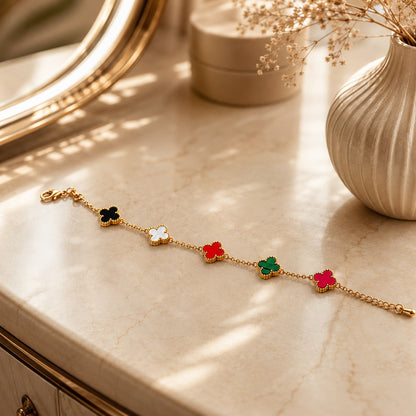 Gold Clover Charm Bracelet for Women