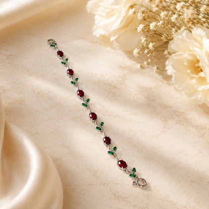 Silver Pink Crystal Vine Bracelet for Women