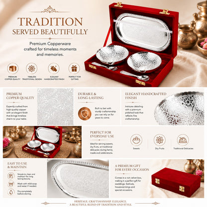 Silver Plated Decorative Bowls with Spoons Gift Set