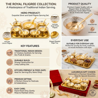 Gold Plated Bowl Spoon Tray Gift Set