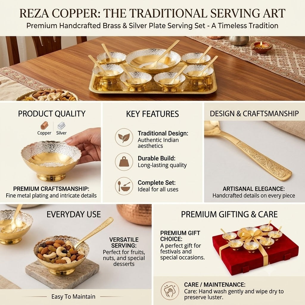 Gold Plated Bowl Spoon Tray Gift Set