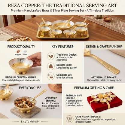 Gold Plated Bowl Spoon Tray Gift Set