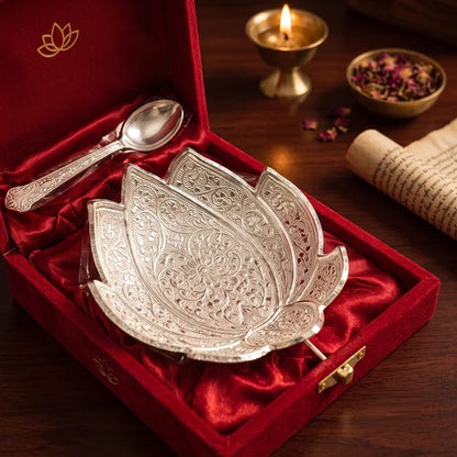 Lotus Bowl & Spoon Set with Velvet Gift Box