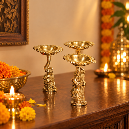 Golden Decorative Diya Set For Home Decor